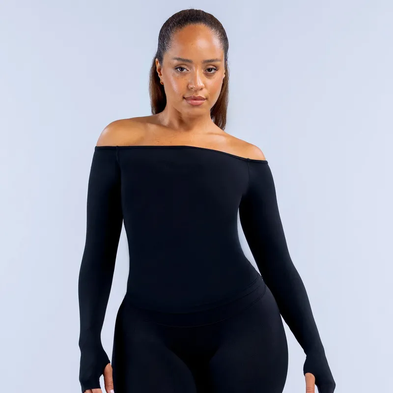 Women's Off-the-Shoulder Long-Sleeved Top Breathable Tops FGB6482