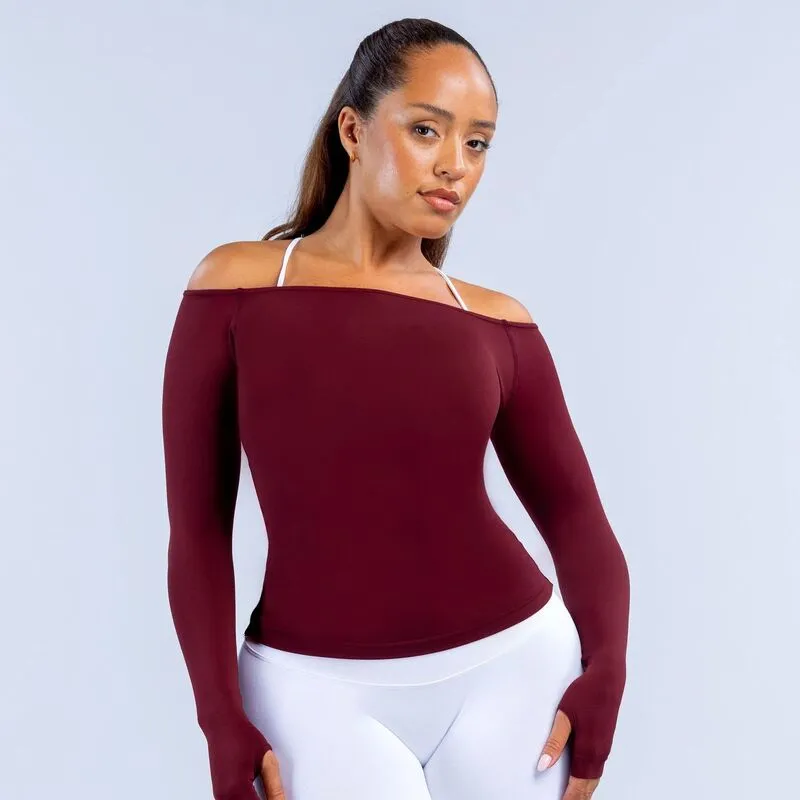 Women's Off-the-Shoulder Long-Sleeved Top Breathable Tops FGB6482