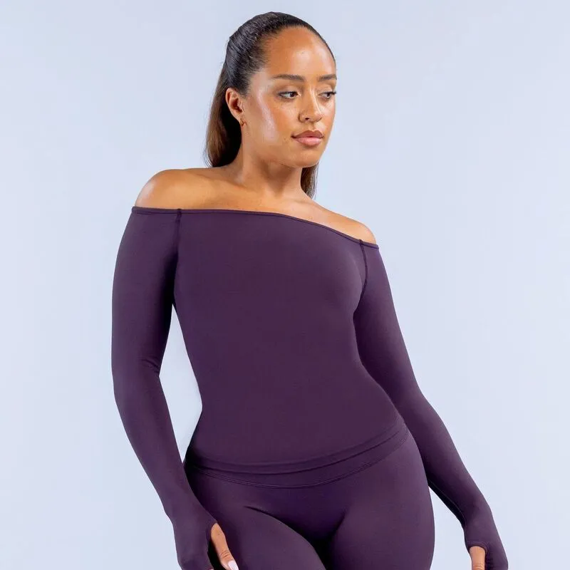Women's Off-the-Shoulder Long-Sleeved Top Breathable Tops FGB6482