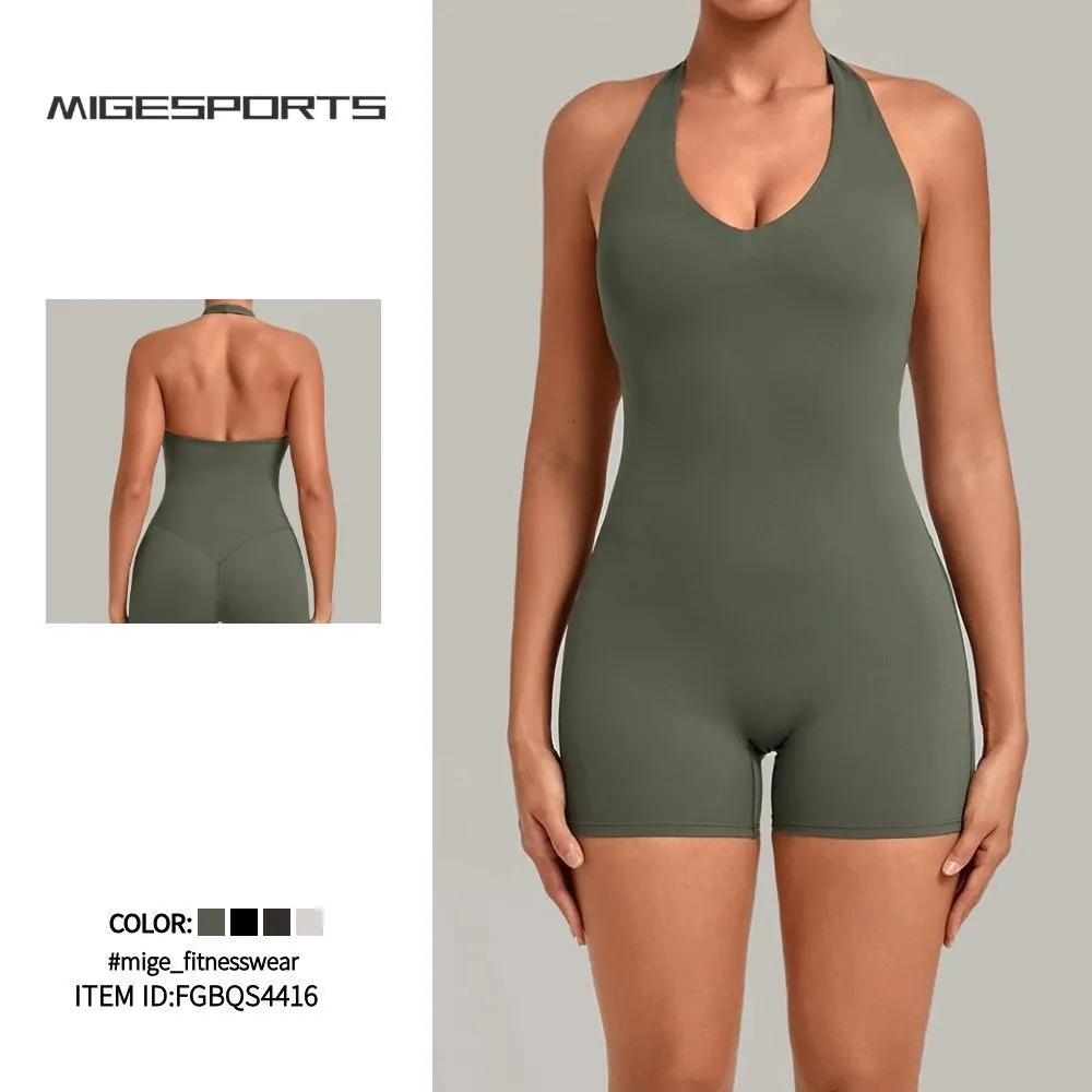 One Piece Yoga Workout Breathable Quick Dry Hollow Back Women's Jumpsuit FGBQS4416