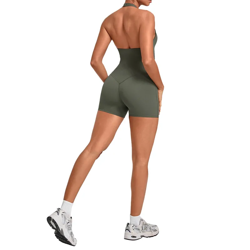 One Piece Yoga Workout Breathable Quick Dry Hollow Back Women's Jumpsuit FGBQS4416