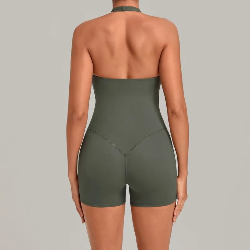 One Piece Yoga Workout Breathable Quick Dry Hollow Back Women's Jumpsuit FGBQS4416