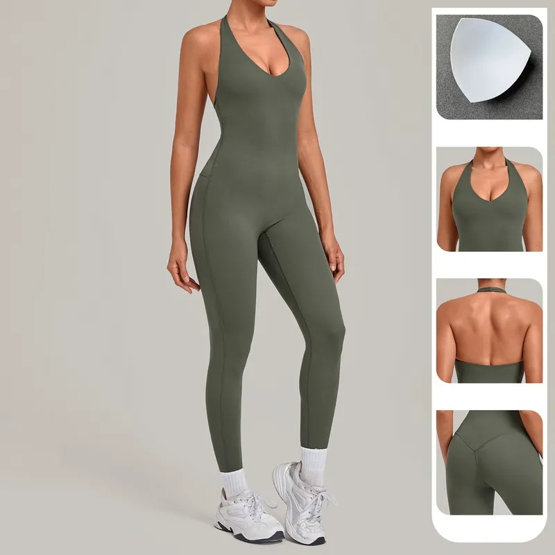 New Yoga Clothes Training Fitness Sports Ballet Dance Running Workout Gym One Piece Yoga Fitness Jumpsuit for Women FGBQS4518