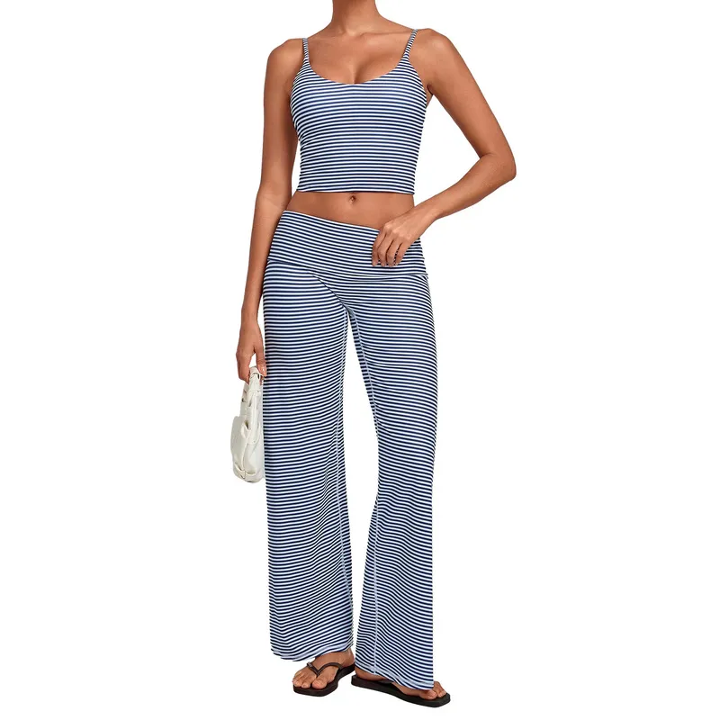 Latest Style Breathable Women's Yoga Singlets Pants 2-Piece Set Quick Dry Spandex/Polyester Gym Wear FGBQS7116+6722