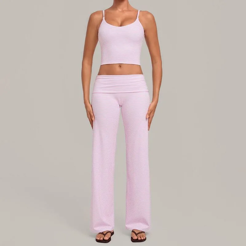 Latest Style Breathable Women's Yoga Singlets Pants 2-Piece Set Quick Dry Spandex/Polyester Gym Wear FGBQS7116+6722
