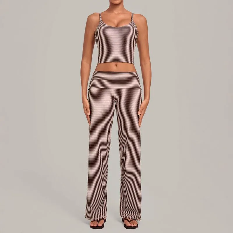 Latest Style Breathable Women's Yoga Singlets Pants 2-Piece Set Quick Dry Spandex/Polyester Gym Wear FGBQS7116+6722