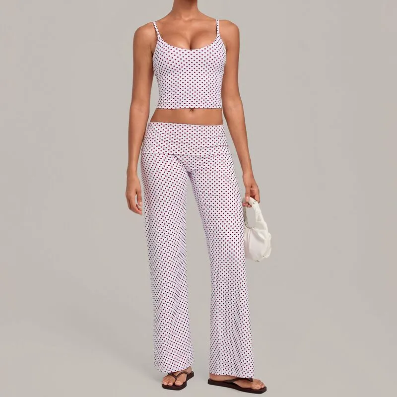 White&Polka dot singlets+pants