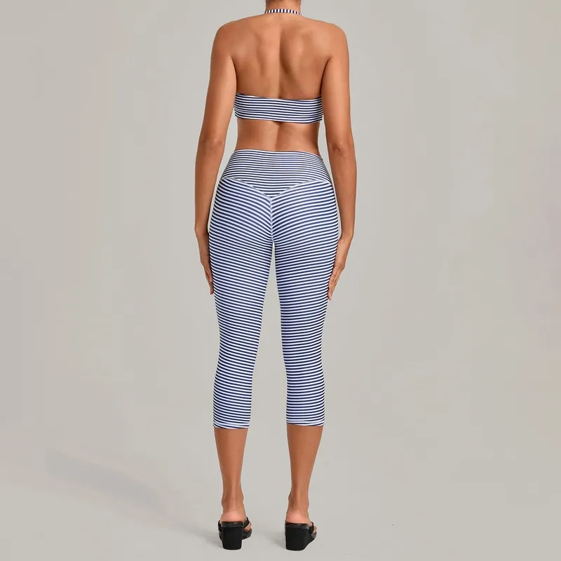 Women's Solid 2-Piece Yoga Training Set Bra and Knee-length Leggings Breathable FGBQS6117+2568