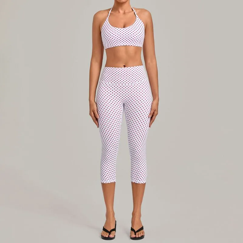 Women's Solid 2-Piece Yoga Training Set Bra and Knee-length Leggings Breathable FGBQS6117+2568