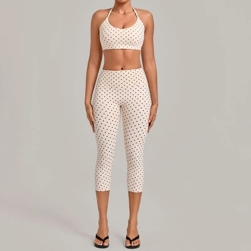 Women's Solid 2-Piece Yoga Training Set Bra and Knee-length Leggings Breathable FGBQS6117+2568