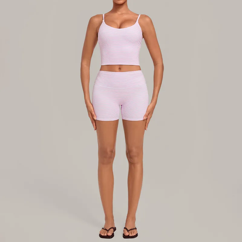 Pink&Stripe singlets+shorts