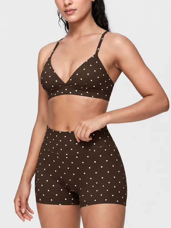 High Quality Quick Dry Activewear Polka Dot Print Bra Set Elasticity 3 Piece Women's Yoga Set FGBB3086+K7012+K7013