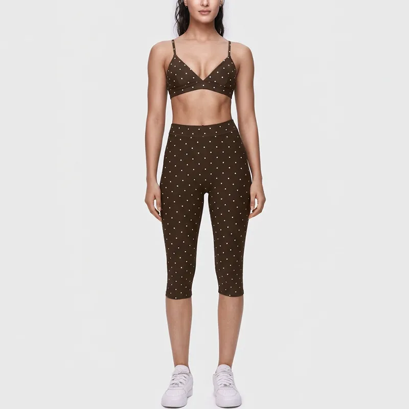 Coffee bra+knee-length leggings