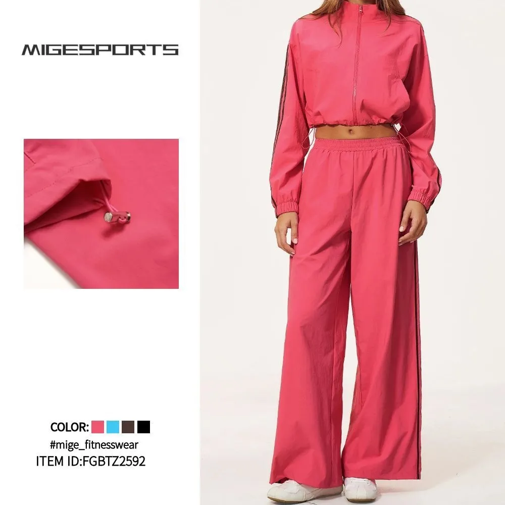 Women's Quick Dry Breathable Yoga Gym Sports Fitness Casual Two Piece Set Tracksuit FGBTZ2592